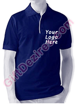 Designer Navy Blue and White Color Polo T Shirts With Company Logo